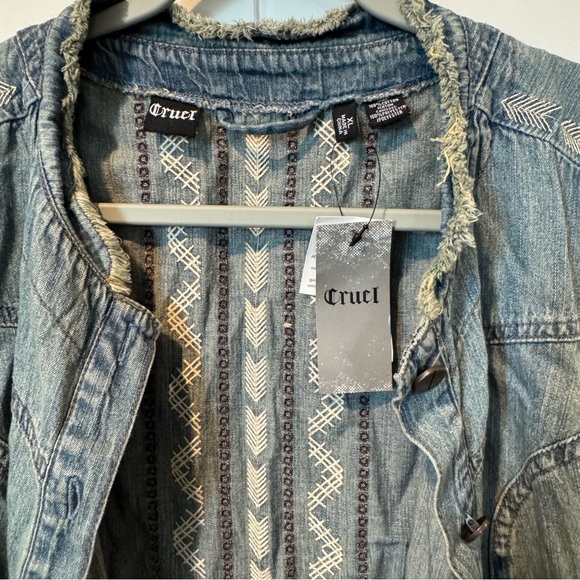 NWT Cruel Girl Denim and Brown Sleeveless Top Size XL - Picture 8 of 9